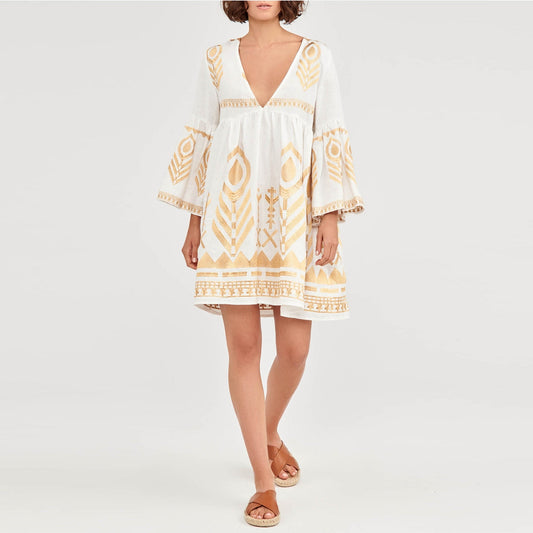 - Tunic Feather Bell Sleeve - White Copper