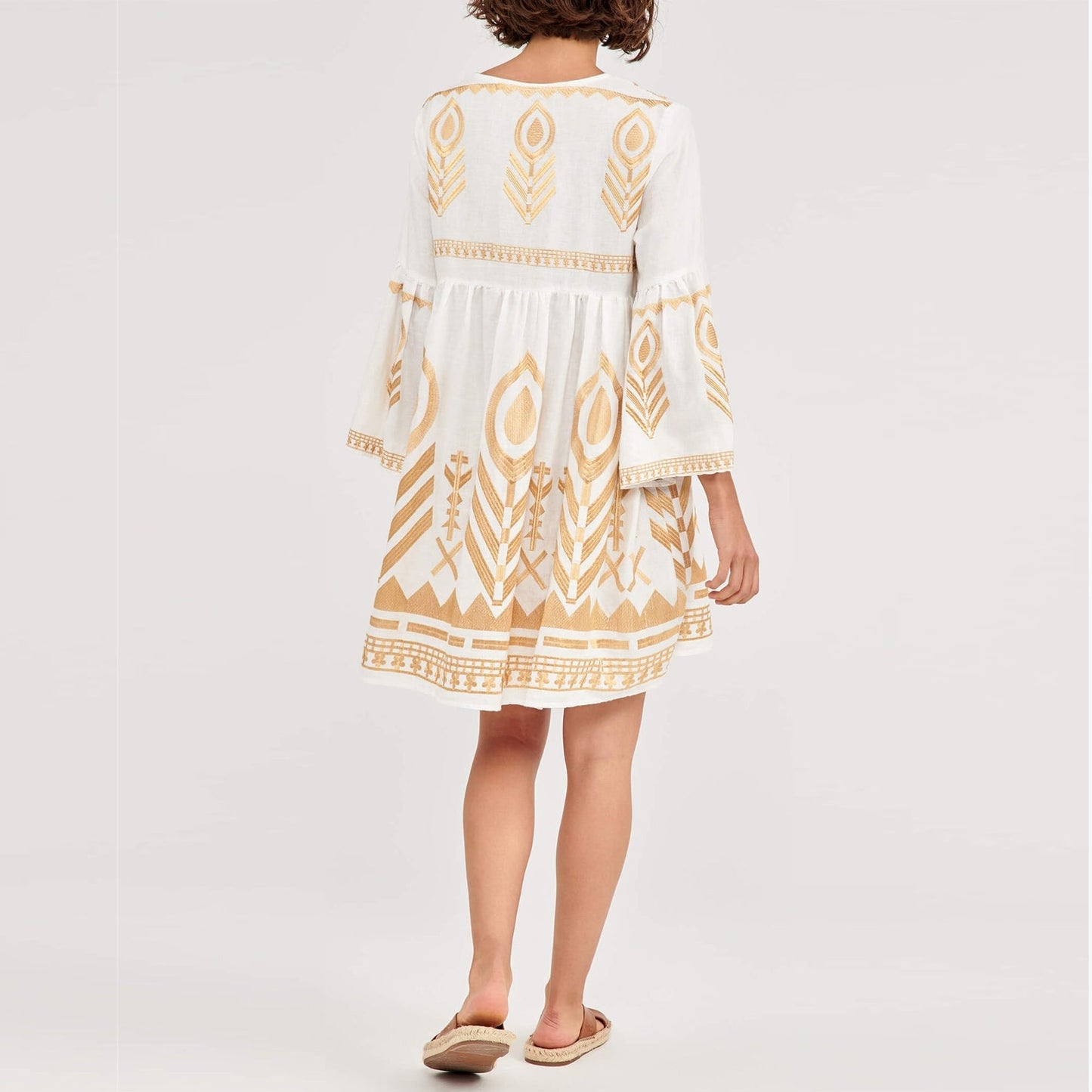 - Tunic Feather Bell Sleeve - White Copper