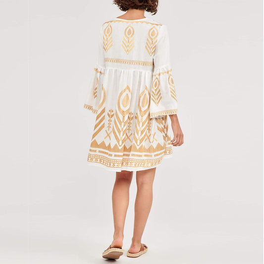 - Tunic Feather Bell Sleeve - White Copper