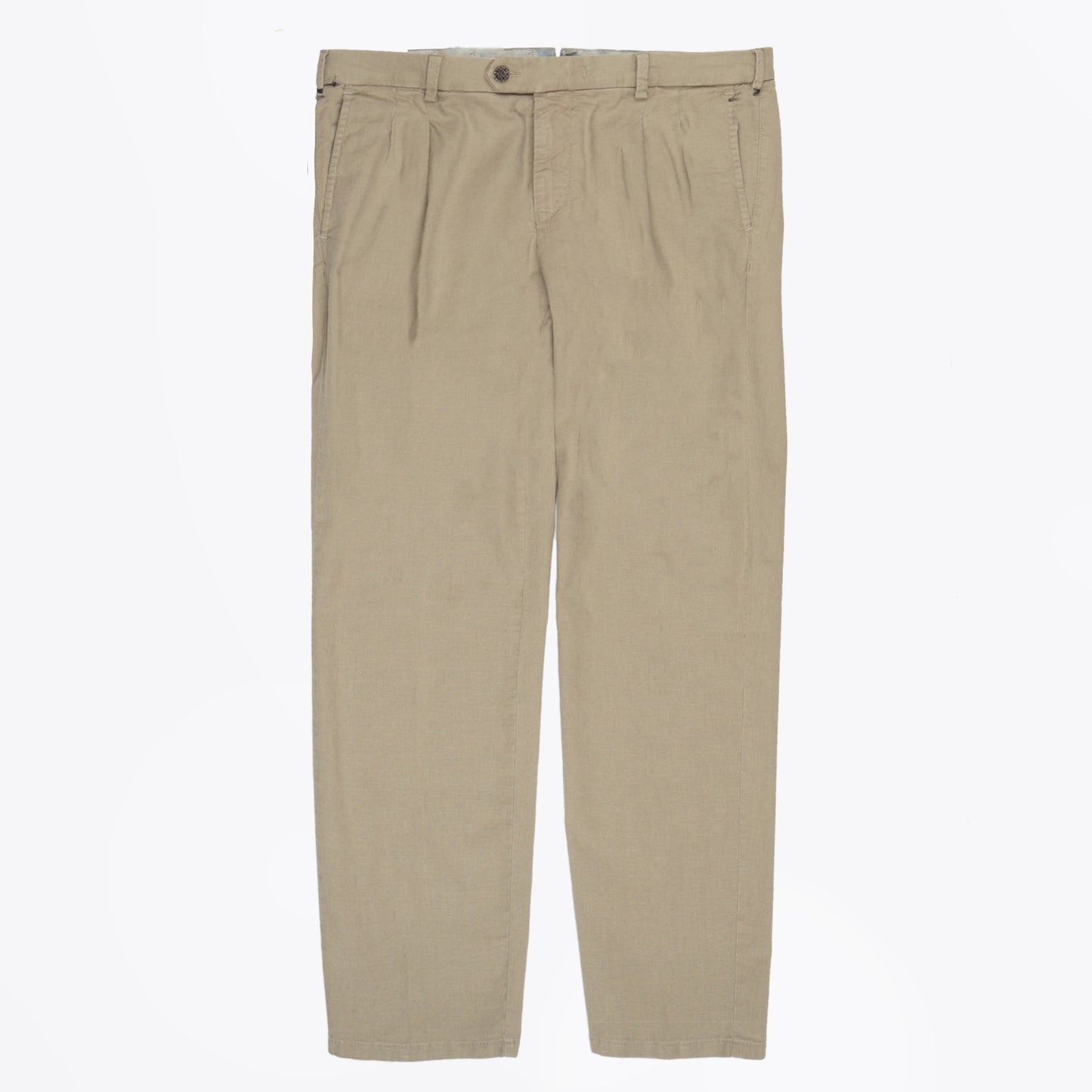 - Pleated Stretch Linen - Beige