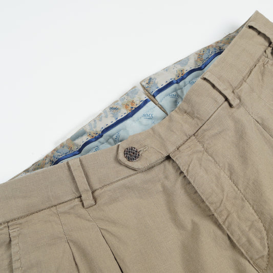 - Pleated Stretch Linen - Beige