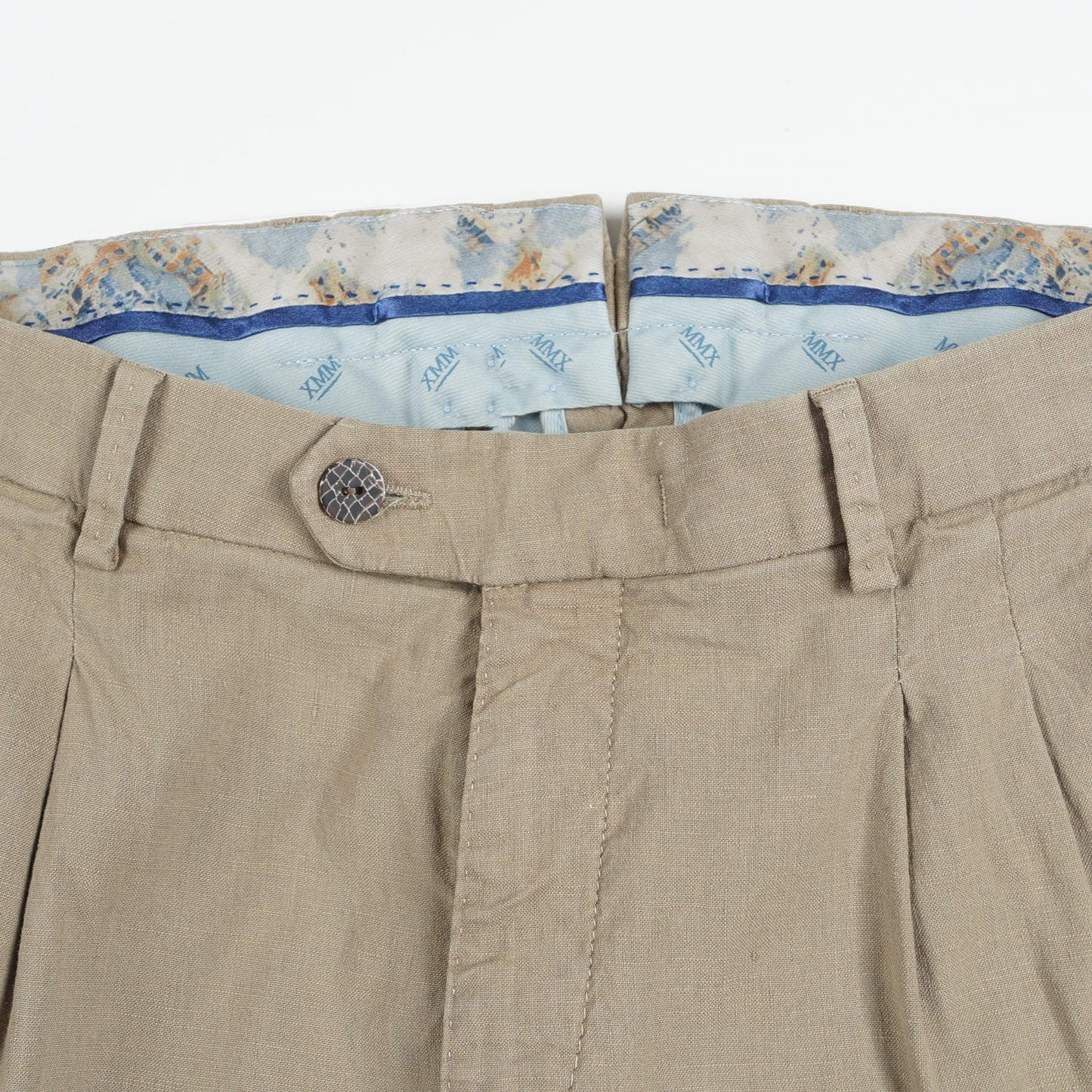 - Pleated Stretch Linen - Beige