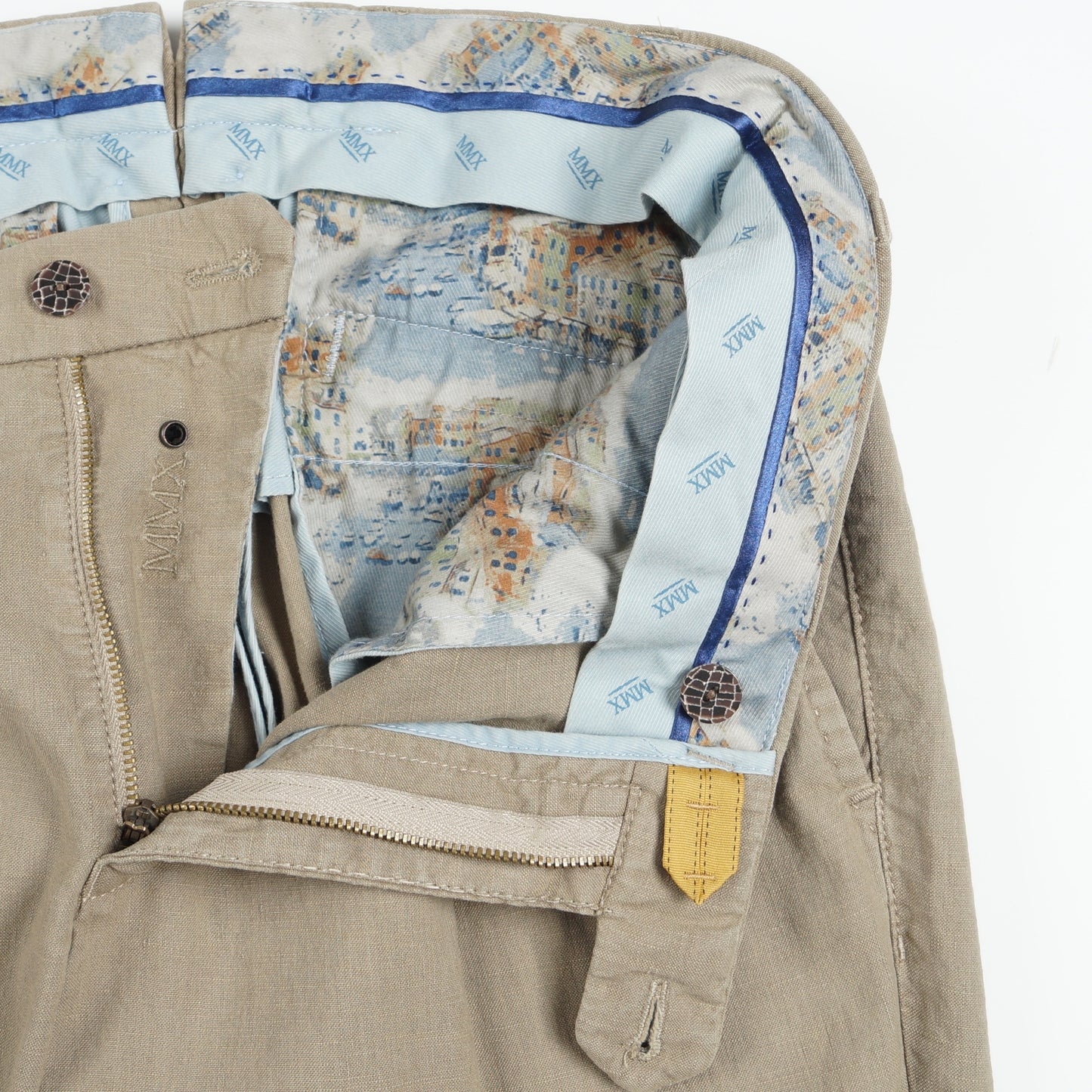 - Pleated Stretch Linen - Beige