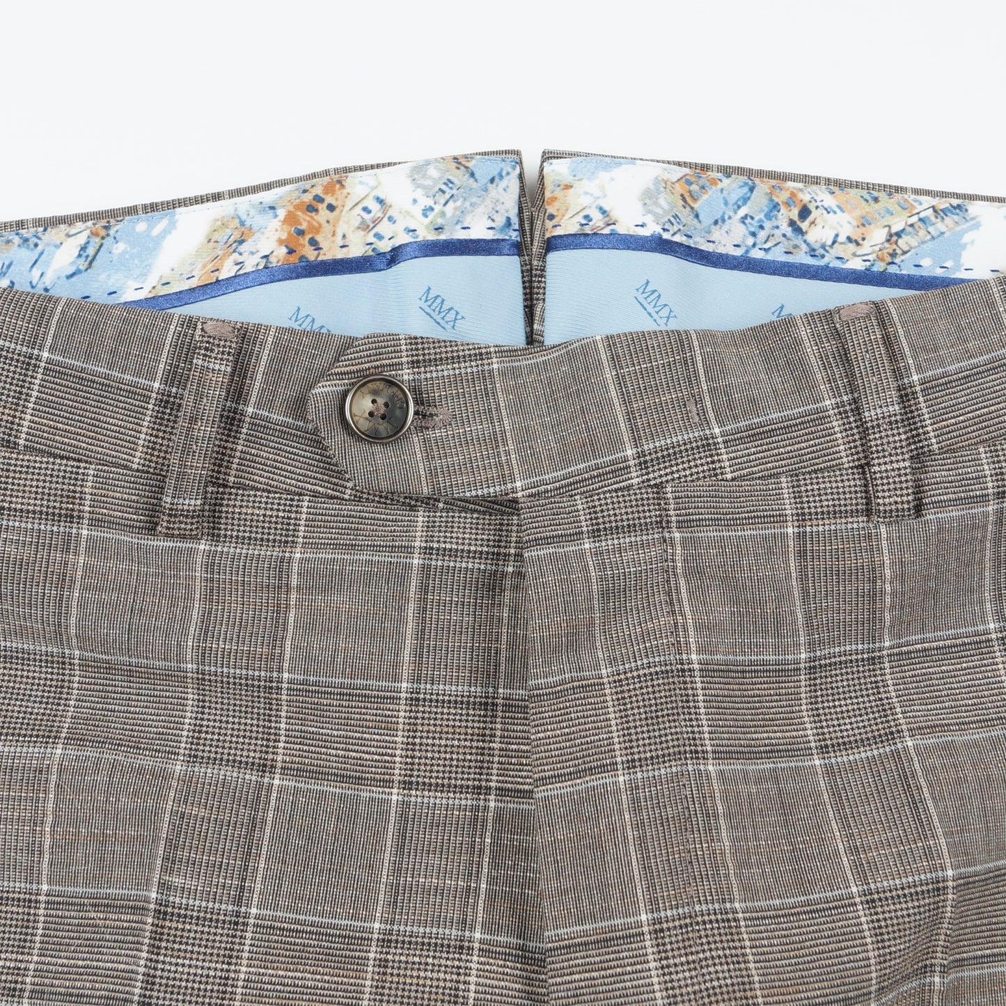 - Lupus Woollen Checked Trousers - Beige