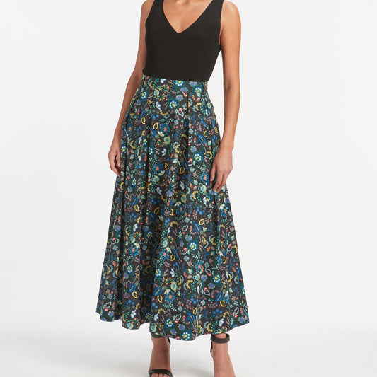 - Cotton Poplin Maxi Skirt - Multi