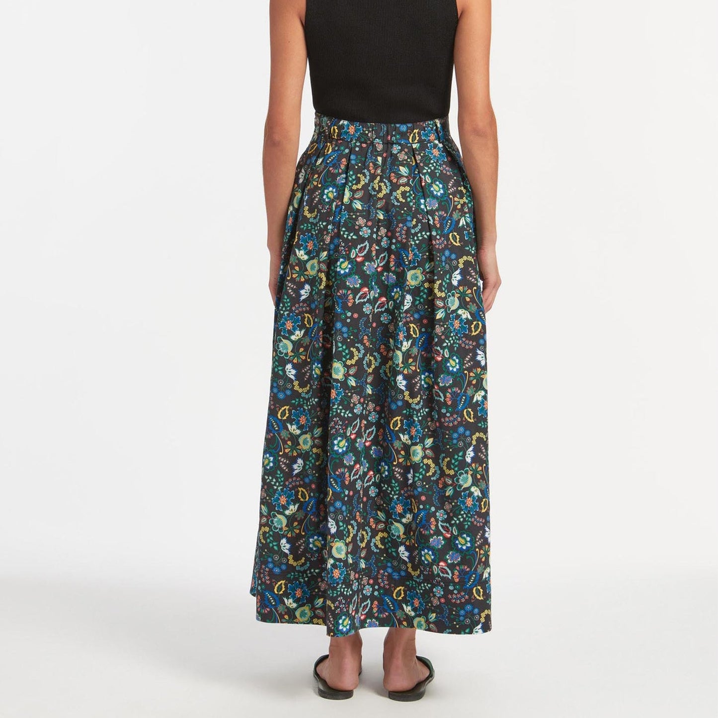 - Cotton Poplin Maxi Skirt - Multi