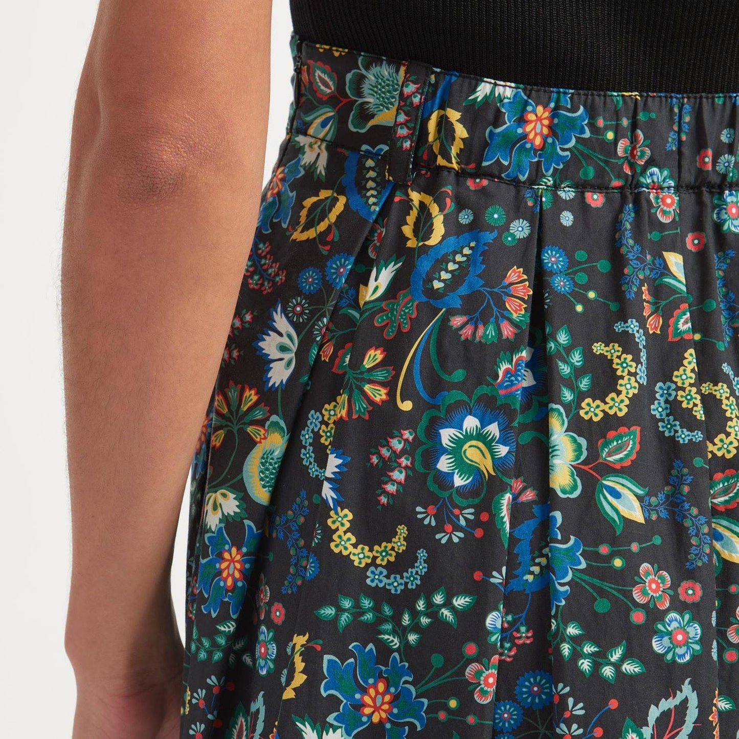 - Cotton Poplin Maxi Skirt - Multi