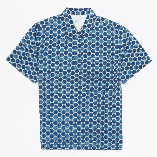 - Pullover SS Shirt Hand Dot Print - Blue
