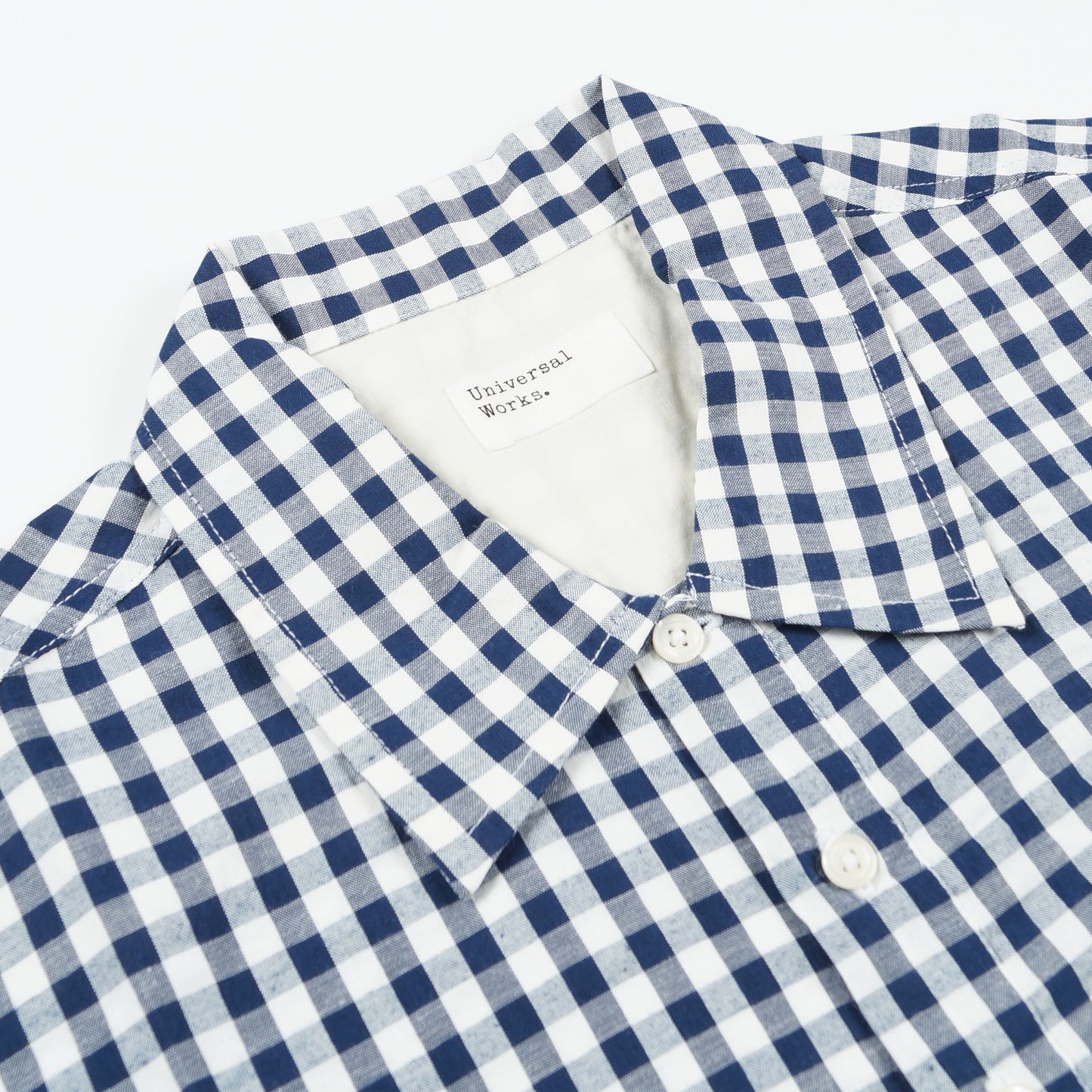 - Pullover LS Gingham Seersucker Shirt - Navy