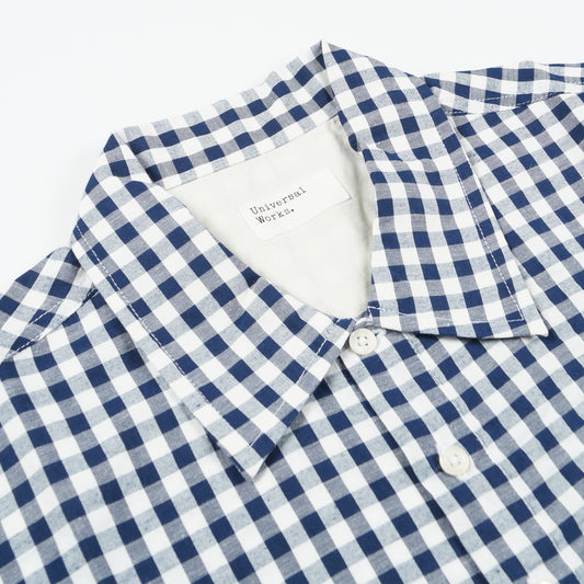 - Pullover LS Gingham Seersucker Shirt - Navy