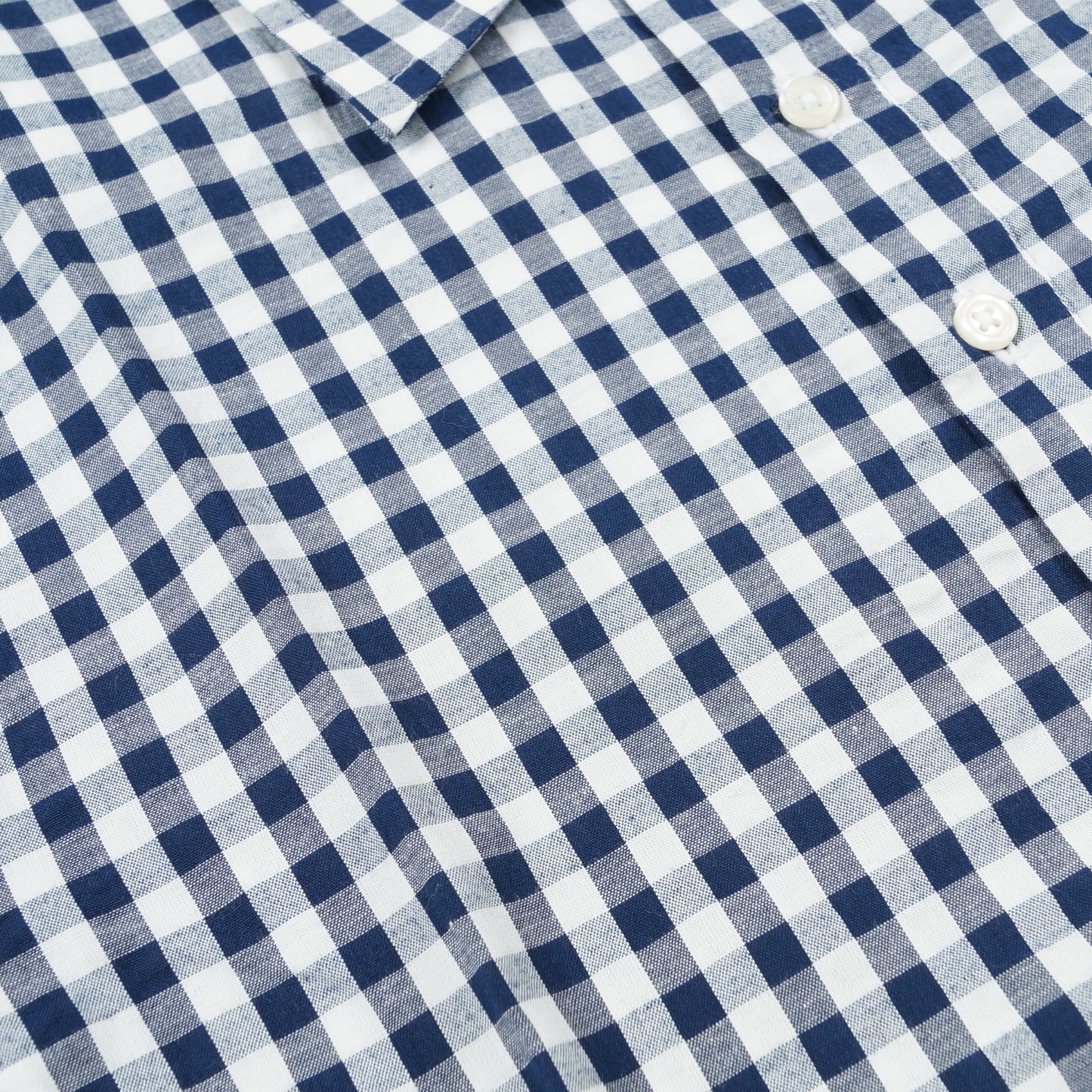 - Pullover LS Gingham Seersucker Shirt - Navy
