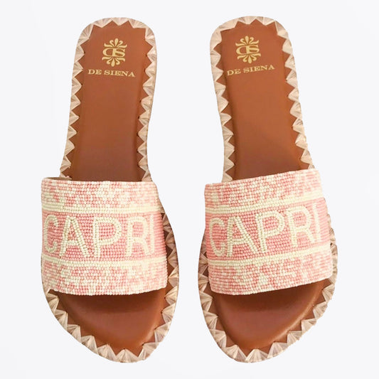 - Capri Hand Beaded Sliders - Rose