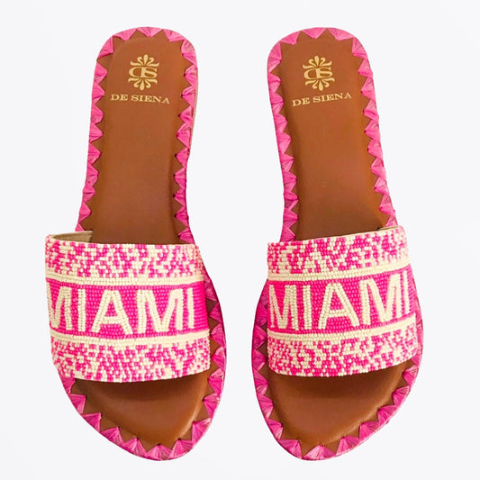 Miami Hand Beaded Sliders - Pink