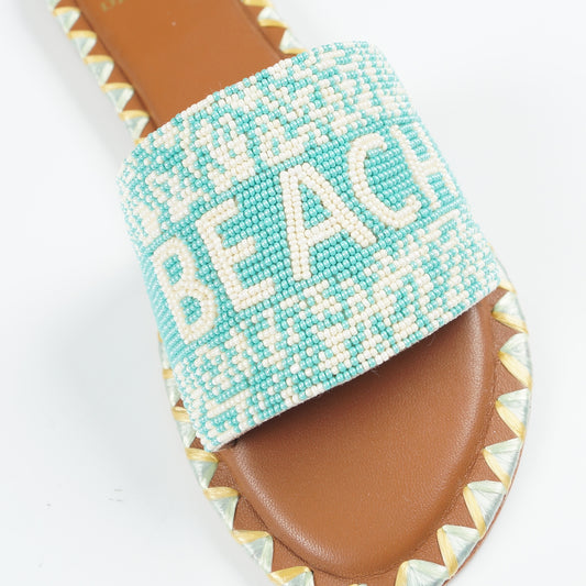 - South Beach Hand Beaded Sliders - Aqua