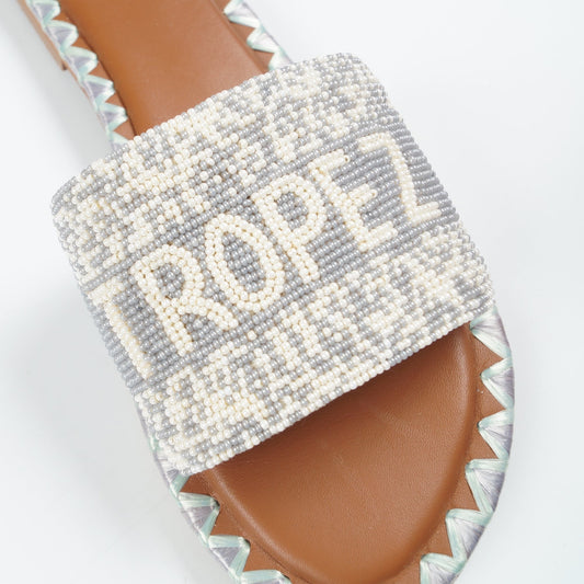 - Saint Tropez Hand Beaded Slider - Grey