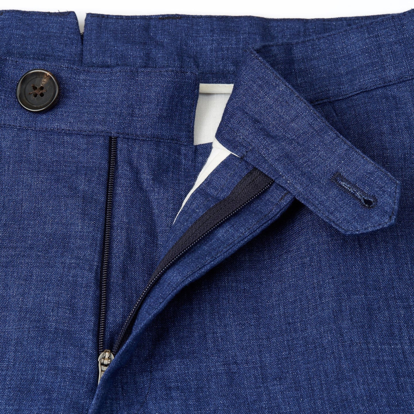 - Fishtail Linen Trousers - Navy