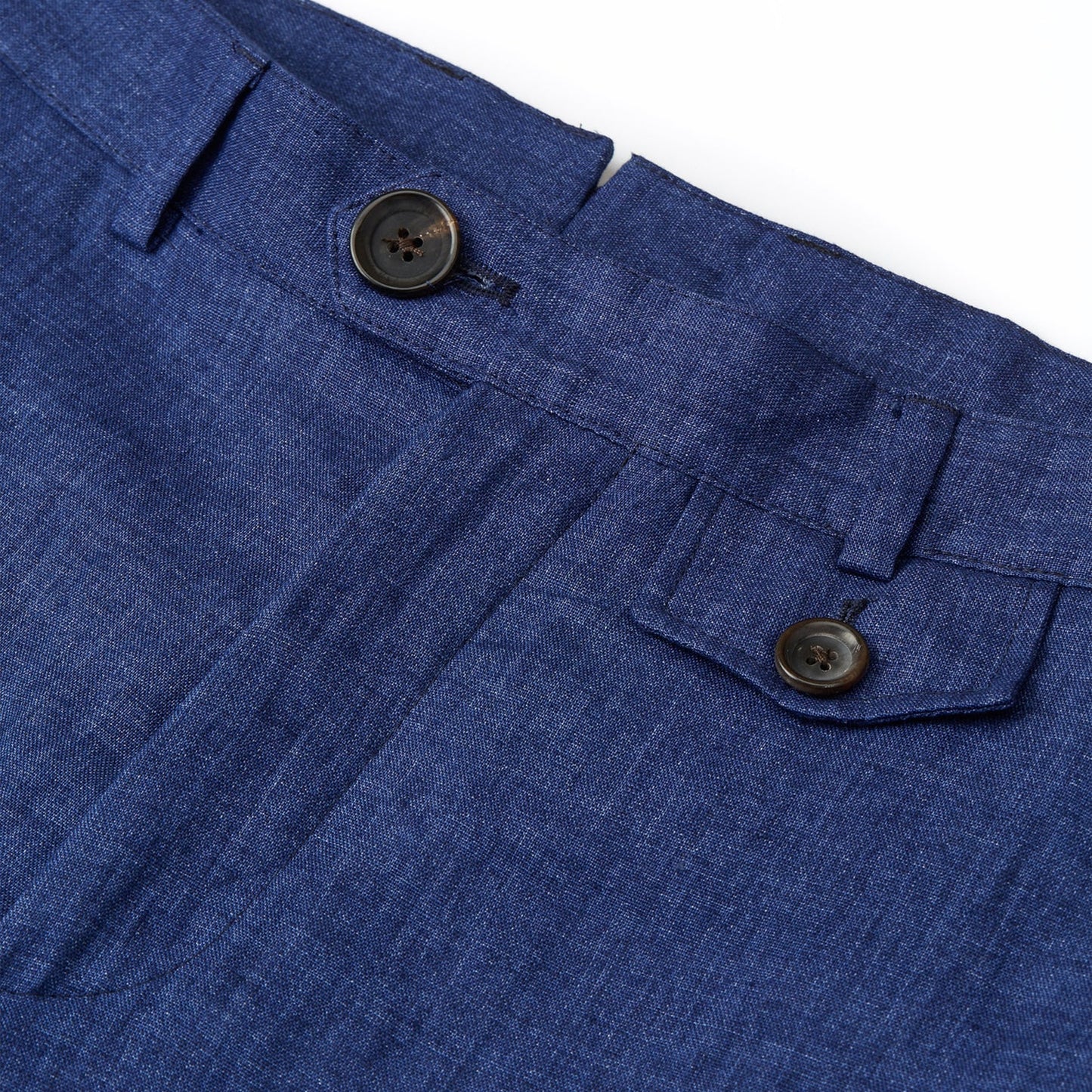 - Fishtail Linen Trousers - Navy