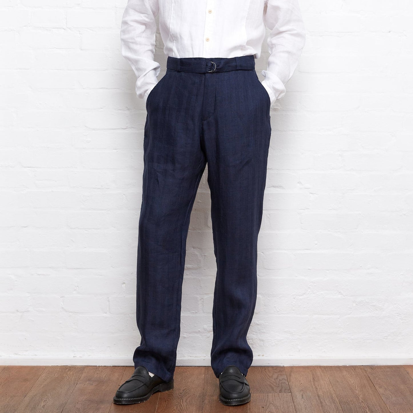 - Belted Arnold Trousers - Navy