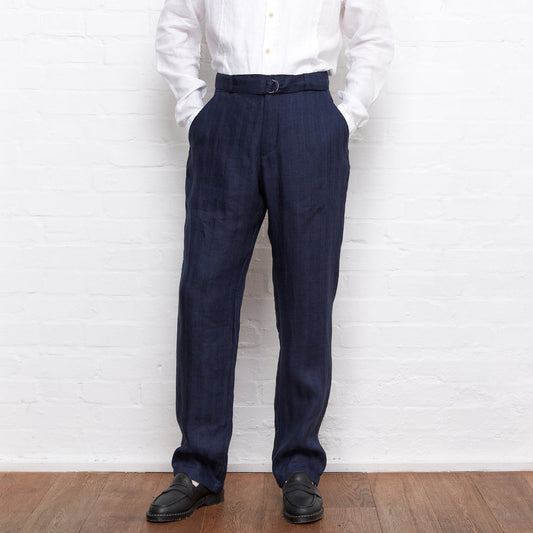 - Belted Arnold Trousers - Navy