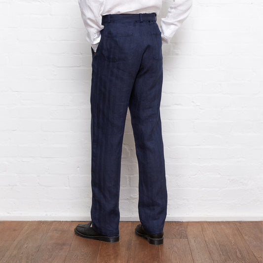 - Belted Arnold Trousers - Navy