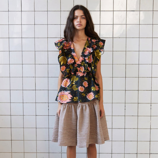 - Ruana Top - Dark Flowers