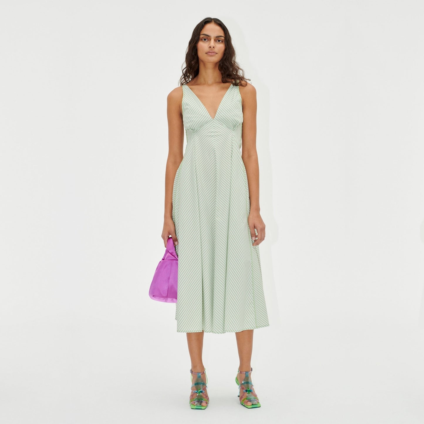 - Jayden Dress - Green Stripes