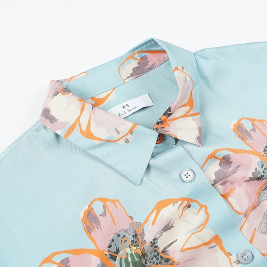 - Viscose Floral Shirt - Blue