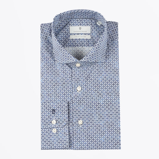 Geo Flower Print Shirt - Navy