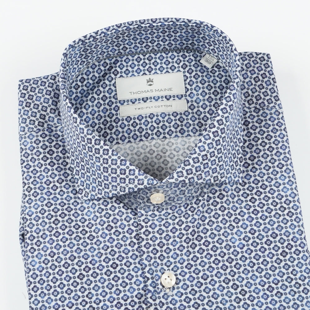 Geo Flower Print Shirt - Navy