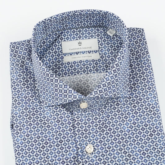Geo Flower Print Shirt - Navy