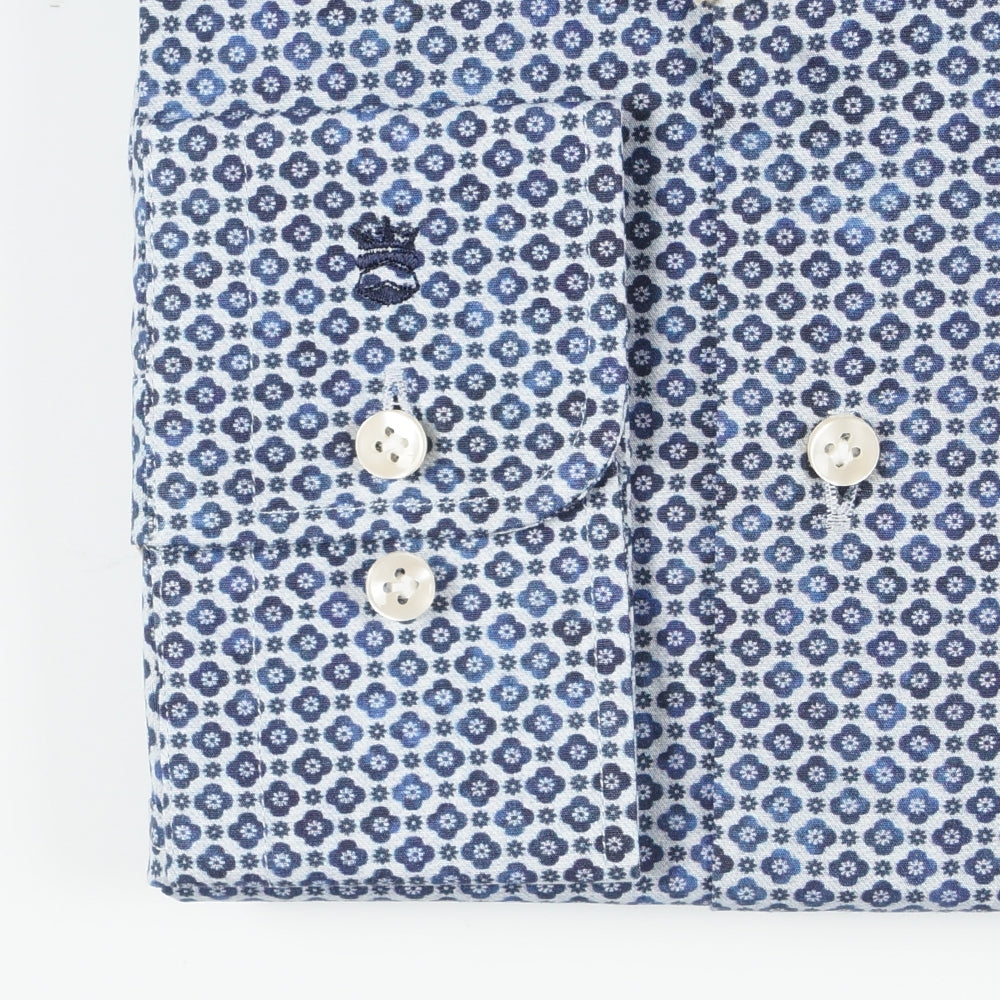 Geo Flower Print Shirt - Navy