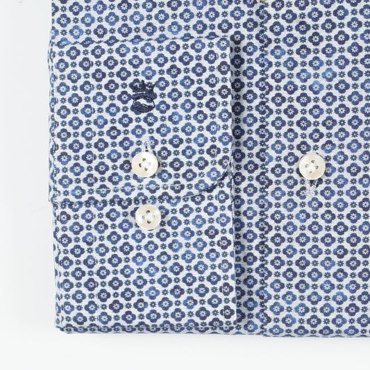 Geo Flower Print Shirt - Navy