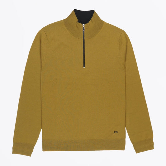 - Zip Neck Sweater - Khaki