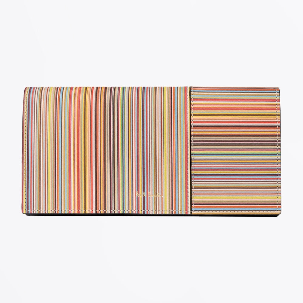 Paul Leather Trifold Purse - Swirl Stripe