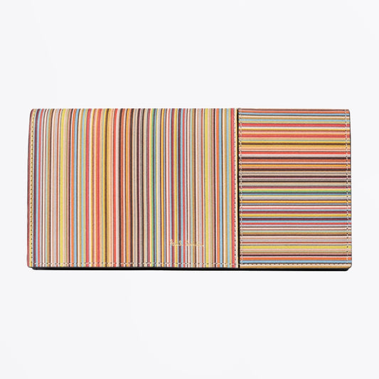 Leather Trifold Purse - Swirl Stripe