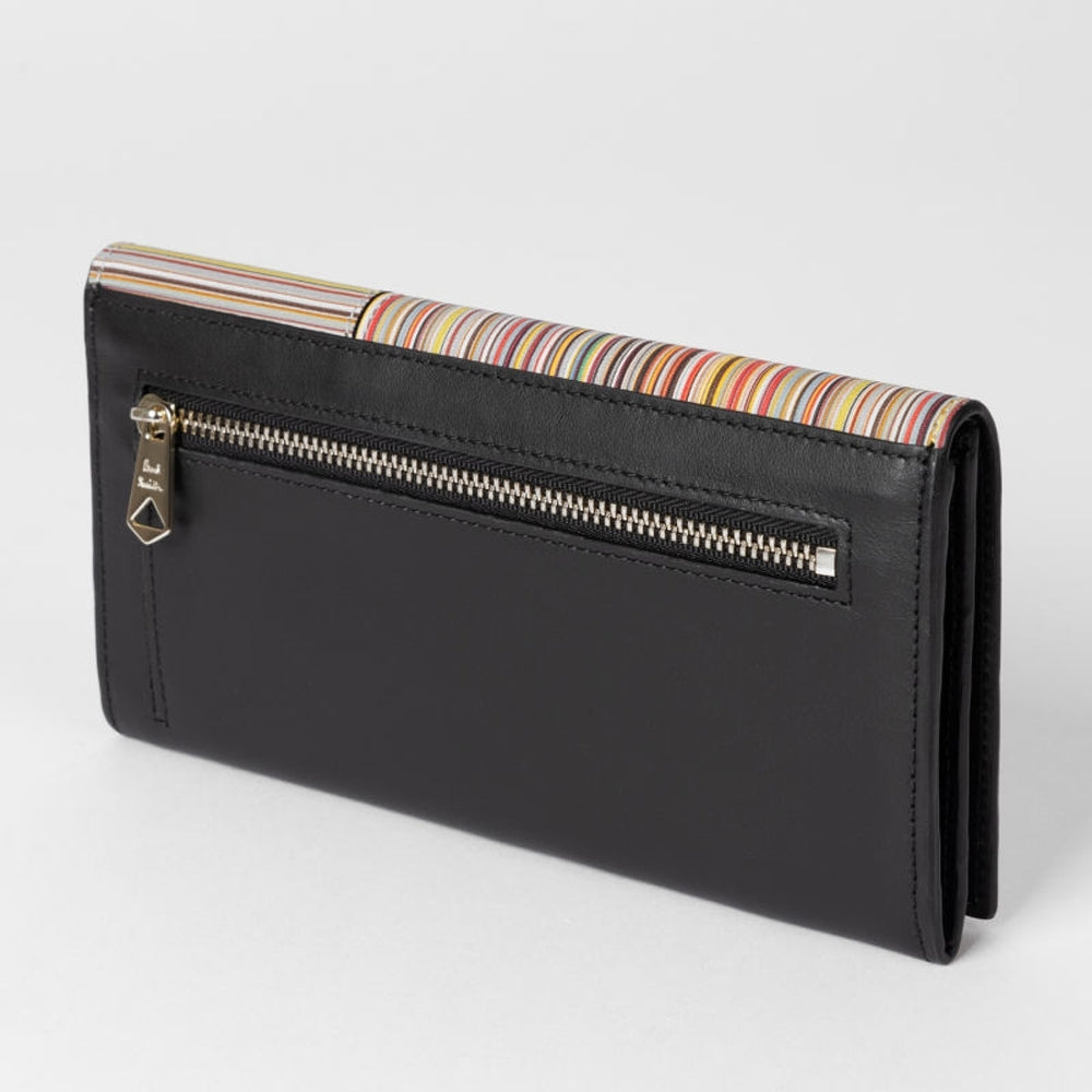 Paul Leather Trifold Purse - Swirl Stripe