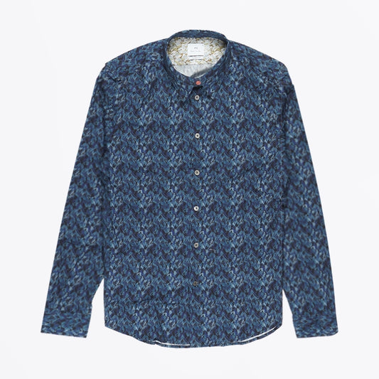 - Patterned Tailor Fit Shirt - Dark Navy