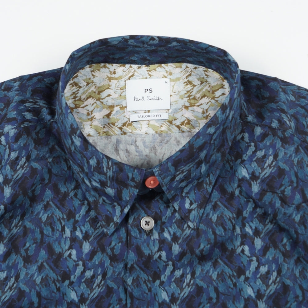 - Patterned Tailor Fit Shirt - Dark Navy
