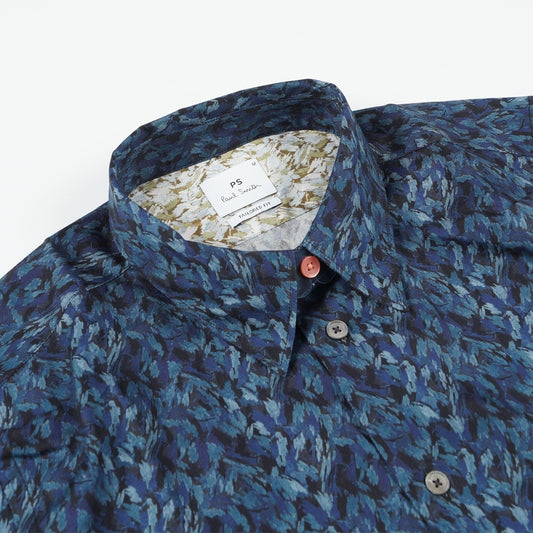 - Patterned Tailor Fit Shirt - Dark Navy