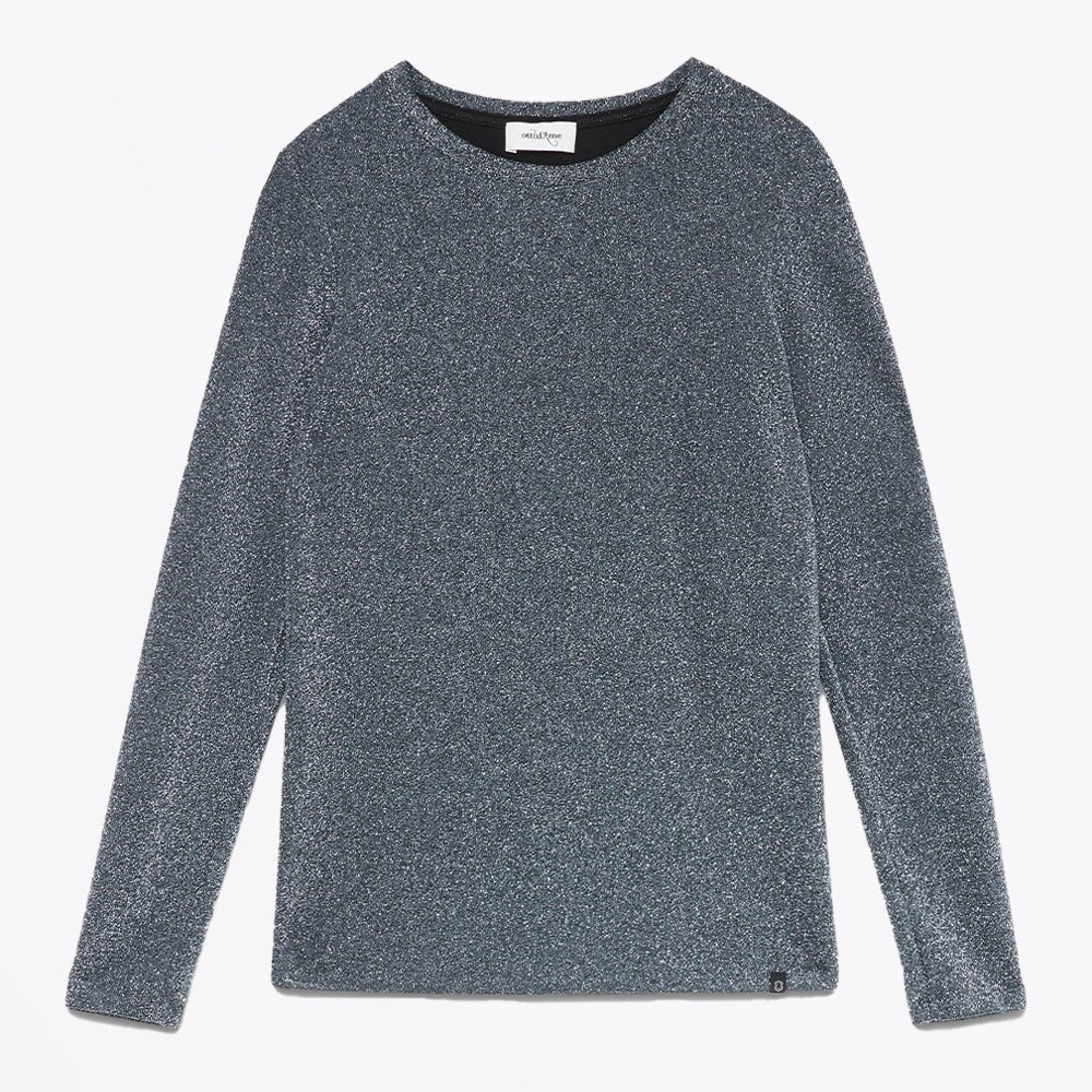 Ottod'Ame Lurex Pullover Top - Silver