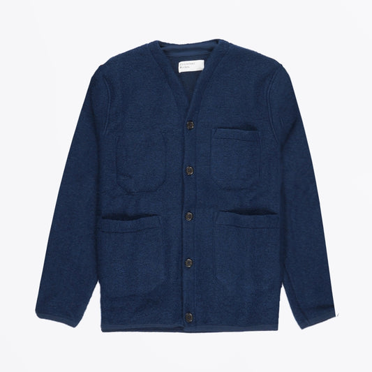 - Wool Fleece Cardigan - Indigo
