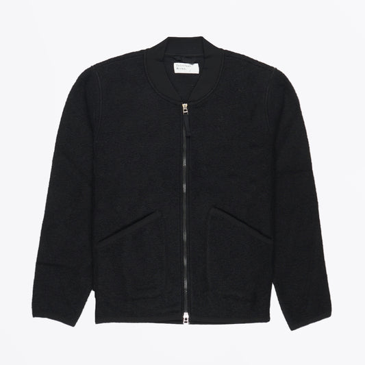- Wool Fleece Zip Bomber - Black