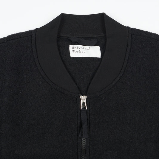 - Wool Fleece Zip Bomber - Black