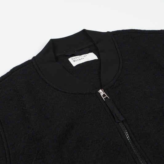 - Wool Fleece Zip Bomber - Black