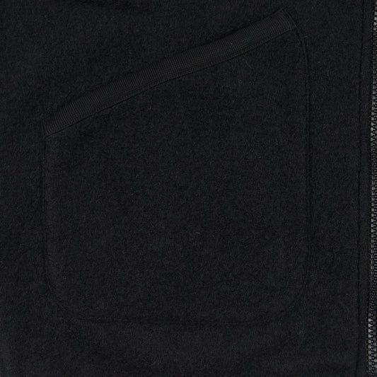 - Wool Fleece Zip Bomber - Black