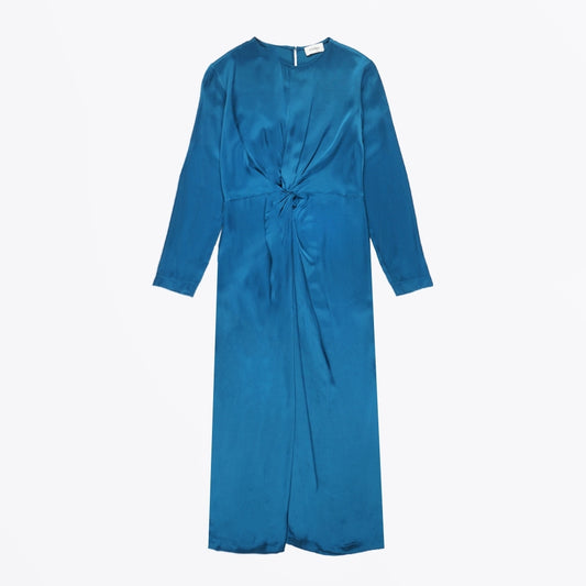- Viscose Dress W/Knot - Ceruleo