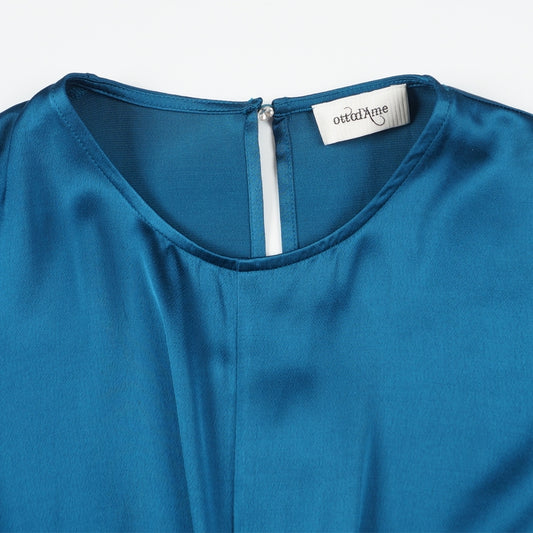 - Viscose Dress W/Knot - Ceruleo