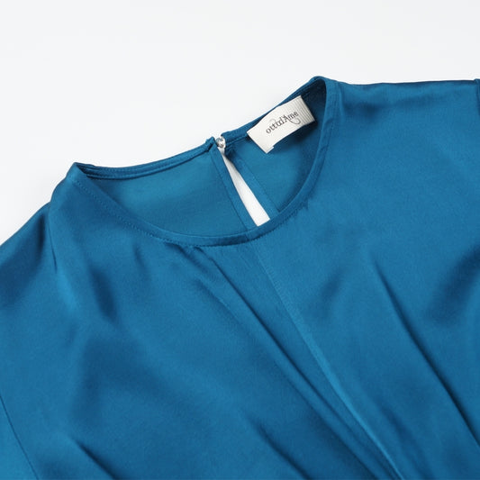 - Viscose Dress W/Knot - Ceruleo