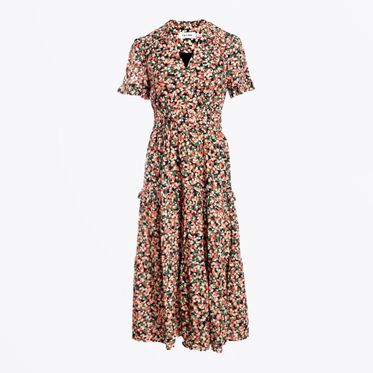 - Evie V Neck Midi Dress -  Floral