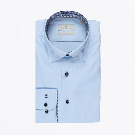 - Button Under Trimmed Shirt - Blue